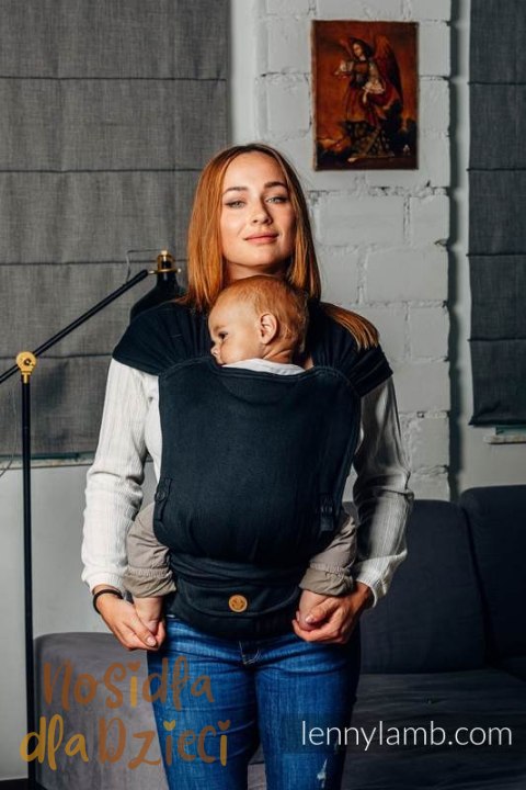Moje Pierwsze Nosidełko LennyHybrid Half Buckle, splot jodełkowy, 100% bawełna , rozmiar standard - MAŁA JODEŁKA CZARNY HEBAN (