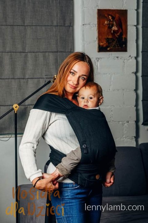 Moje Pierwsze Nosidełko LennyHybrid Half Buckle, splot jodełkowy, 100% bawełna , rozmiar standard - MAŁA JODEŁKA CZARNY HEBAN (