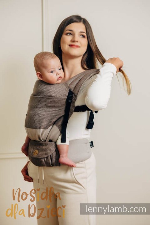 Moje Pierwsze Nosidełko LennyLight, splot jodełkowy, 100% bawełna , rozmiar standard - MAŁA JODEŁKA BABY CAFFE LATTE
