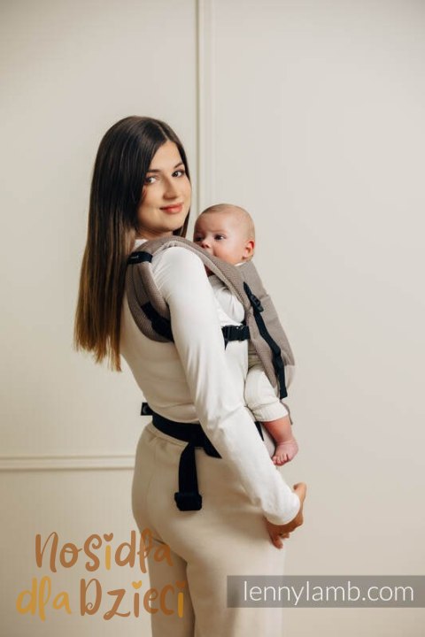 Moje Pierwsze Nosidełko LennyLight, splot jodełkowy, 100% bawełna , rozmiar standard - MAŁA JODEŁKA BABY CAFFE LATTE