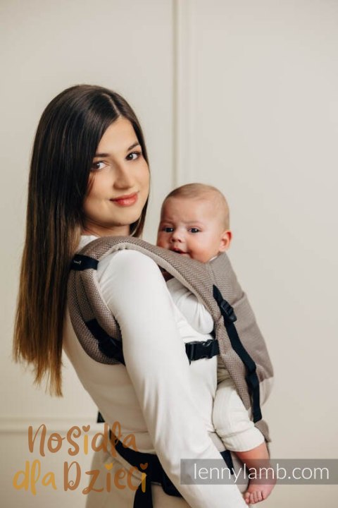 Moje Pierwsze Nosidełko LennyLight, splot jodełkowy, 100% bawełna , rozmiar standard - MAŁA JODEŁKA BABY CAFFE LATTE