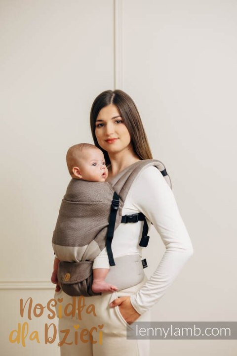 Moje Pierwsze Nosidełko LennyLight, splot jodełkowy, 100% bawełna , rozmiar standard - MAŁA JODEŁKA BABY CAFFE LATTE