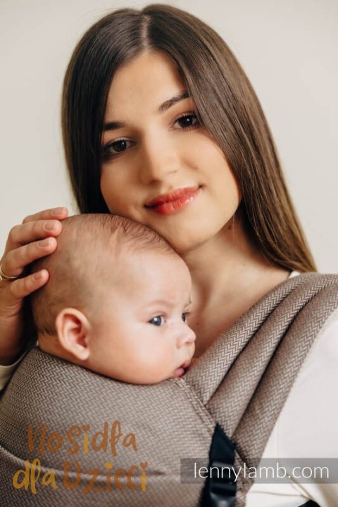 Moje Pierwsze Nosidełko LennyLight, splot jodełkowy, 100% bawełna , rozmiar standard - MAŁA JODEŁKA BABY CAFFE LATTE