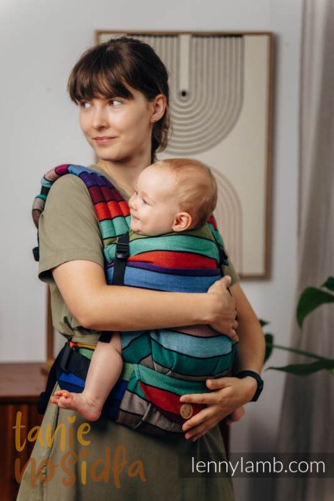 Nosidełko LennyLight z tkaniny skośno-krzyżowej, 100% bawełna , rozmiar standard - KARUZELA BARW (drugi gatunek)