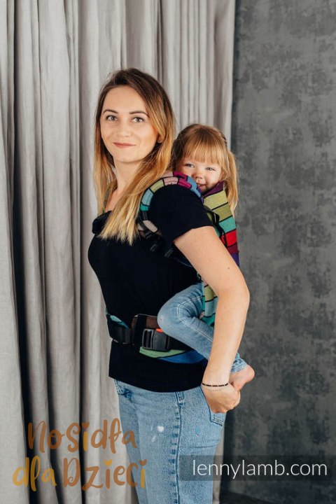 Nosidełko LennyPreschool z tkaniny skośno-krzyżowej 100% bawełna, rozmiar preschool - KARUZELA BARW (drugi gatunek)