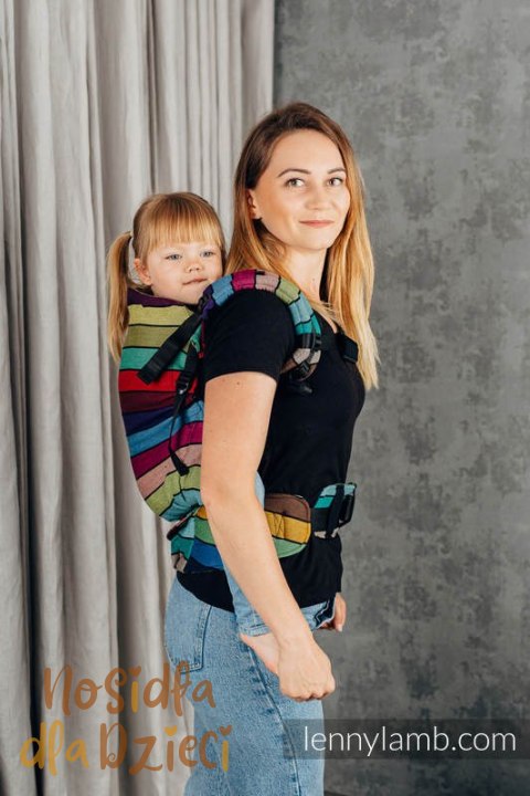 Nosidełko LennyPreschool z tkaniny skośno-krzyżowej 100% bawełna, rozmiar preschool - KARUZELA BARW (drugi gatunek)