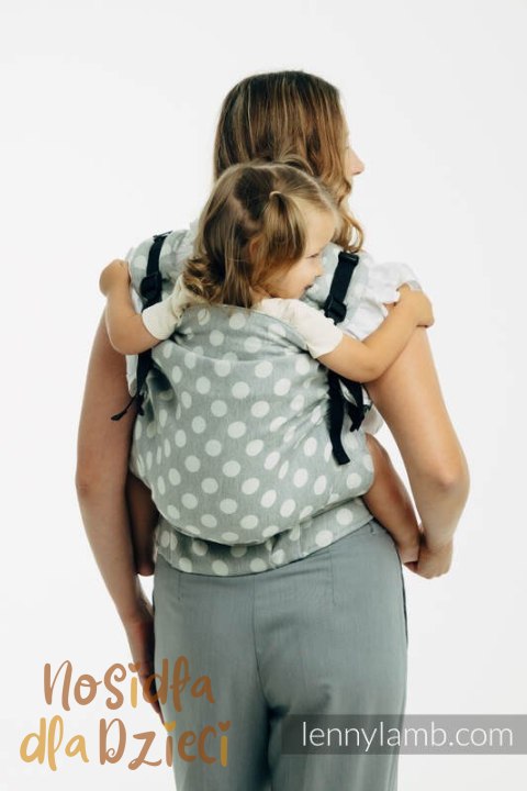 Nosidełko LennyPreschool z tkaniny żakardowej 100% bawełna, rozmiar preschool - POLKA DOTS - PLOP
