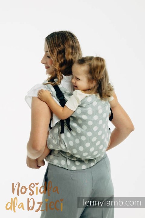 Nosidełko LennyPreschool z tkaniny żakardowej 100% bawełna, rozmiar preschool - POLKA DOTS - PLOP