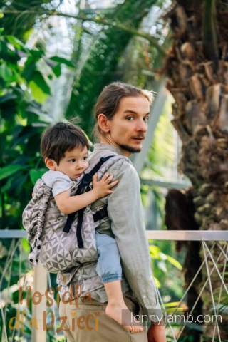 Nosidełko LennyPreschool z tkaniny żakardowej (55% bawełna, 45% TENCEL™), rozmiar preschool - HEXAFLOWERS - MIRROR (drugi gatun