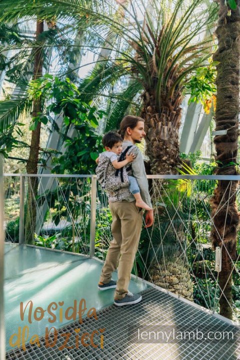 Nosidełko LennyPreschool z tkaniny żakardowej (55% bawełna, 45% TENCEL™), rozmiar preschool - HEXAFLOWERS - MIRROR (drugi gatun