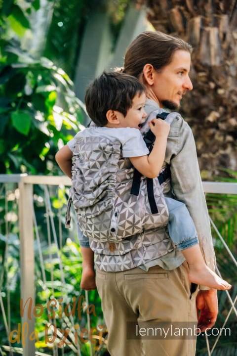 Nosidełko LennyPreschool z tkaniny żakardowej (55% bawełna, 45% TENCEL™), rozmiar preschool - HEXAFLOWERS - MIRROR (drugi gatun