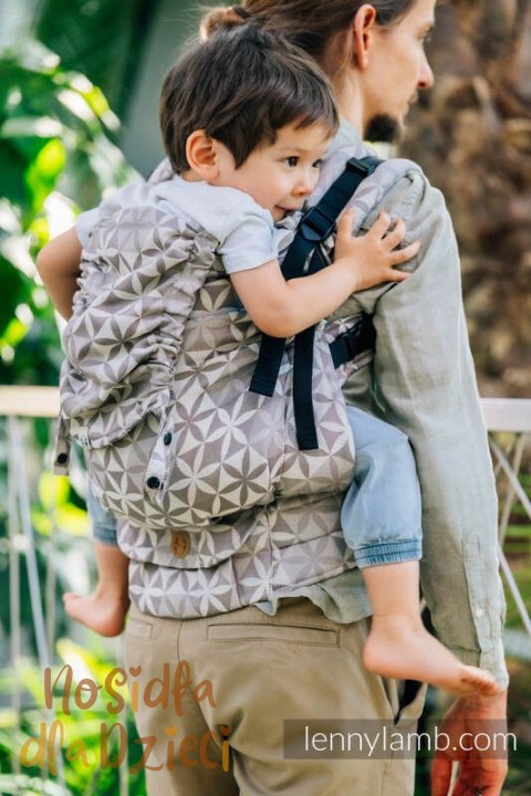 Nosidełko LennyPreschool z tkaniny żakardowej (55% bawełna, 45% TENCEL™), rozmiar preschool - HEXAFLOWERS - MIRROR (drugi gatun