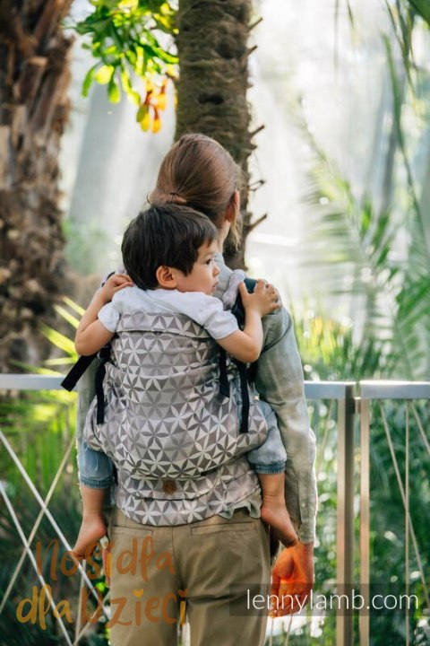 Nosidełko LennyPreschool z tkaniny żakardowej (55% bawełna, 45% TENCEL™), rozmiar preschool - HEXAFLOWERS - MIRROR (drugi gatun