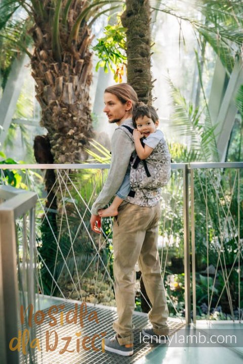 Nosidełko LennyPreschool z tkaniny żakardowej (55% bawełna, 45% TENCEL™), rozmiar preschool - HEXAFLOWERS - MIRROR (drugi gatun