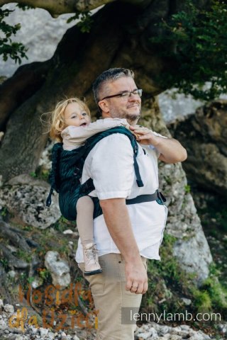 Nosidełko LennyPreschool z tkaniny żakardowej (63% bawełna, 37% wełna merino), rozmiar preschool - ZEBRA - SAVANNA (drugi gatun