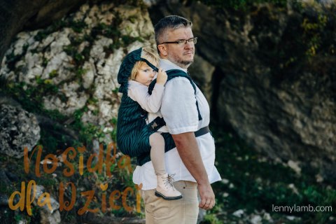 Nosidełko LennyPreschool z tkaniny żakardowej (63% bawełna, 37% wełna merino), rozmiar preschool - ZEBRA - SAVANNA (drugi gatun