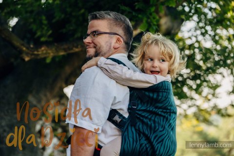 Nosidełko LennyPreschool z tkaniny żakardowej (63% bawełna, 37% wełna merino), rozmiar preschool - ZEBRA - SAVANNA (drugi gatun