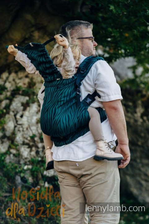 Nosidełko LennyPreschool z tkaniny żakardowej (63% bawełna, 37% wełna merino), rozmiar preschool - ZEBRA - SAVANNA (drugi gatun