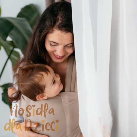 KAVKA Nest beige cotton - klamrowe nosidełko regulowane dla noworodka i niemowlęcia