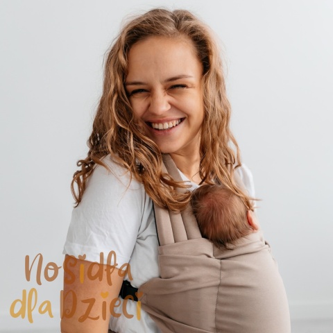 KAVKA Nest beige cotton - klamrowe nosidełko regulowane dla noworodka i niemowlęcia