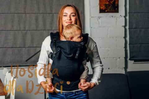 Moje Pierwsze Nosidełko Ergonomiczne LennyGo, splot jodełkowy, 100% bawełna , rozmiar Baby - MAŁA JODEŁKA CZARNY HEBAN (drugi ga