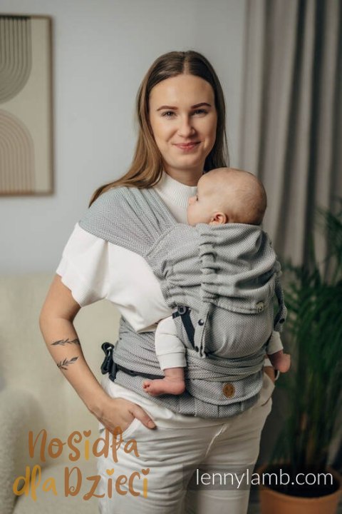 Moje Pierwsze Nosidełko LennyHybrid Half Buckle, splot jodełkowy, 100% bawełna , rozmiar standard - MAŁA JODEŁKA SZARA (drugi ga