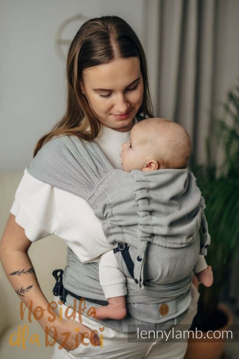 Moje Pierwsze Nosidełko LennyHybrid Half Buckle, splot jodełkowy, 100% bawełna , rozmiar standard - MAŁA JODEŁKA SZARA (drugi ga