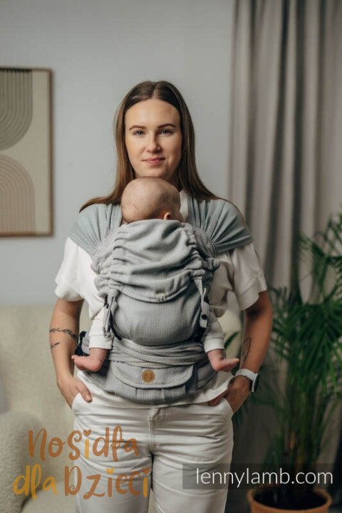Moje Pierwsze Nosidełko LennyHybrid Half Buckle, splot jodełkowy, 100% bawełna , rozmiar standard - MAŁA JODEŁKA SZARA (drugi ga