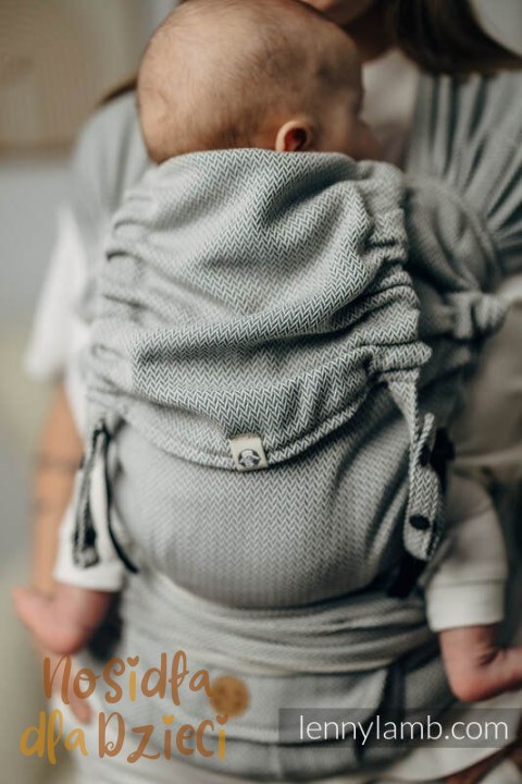 Moje Pierwsze Nosidełko LennyHybrid Half Buckle, splot jodełkowy, 100% bawełna , rozmiar standard - MAŁA JODEŁKA SZARA (drugi ga