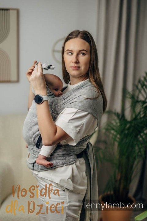Moje Pierwsze Nosidełko LennyHybrid Half Buckle, splot jodełkowy, 100% bawełna , rozmiar standard - MAŁA JODEŁKA SZARA (drugi ga