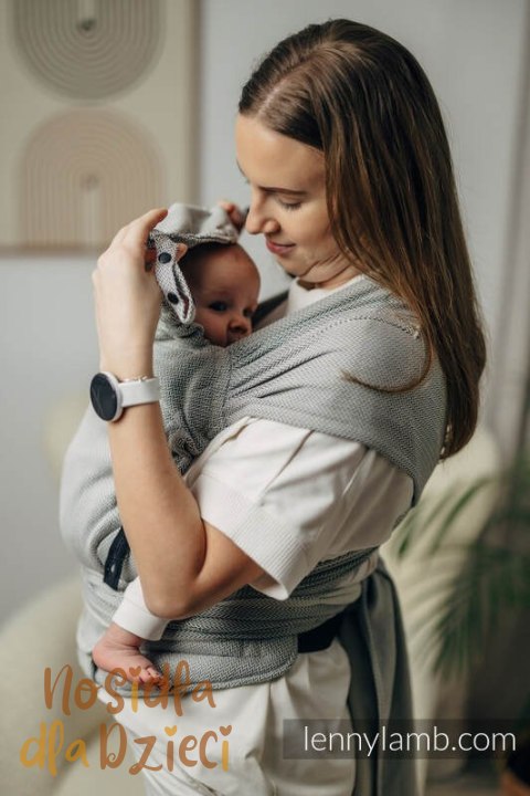 Moje Pierwsze Nosidełko LennyHybrid Half Buckle, splot jodełkowy, 100% bawełna , rozmiar standard - MAŁA JODEŁKA SZARA (drugi ga