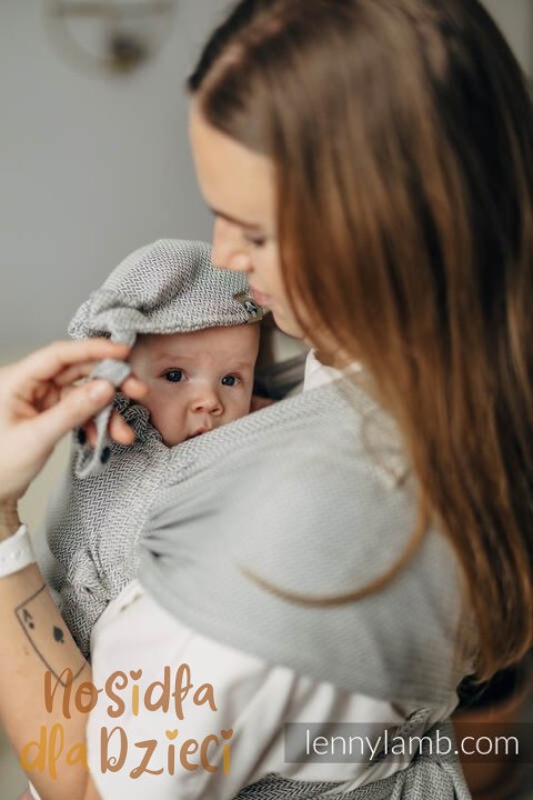 Moje Pierwsze Nosidełko LennyHybrid Half Buckle, splot jodełkowy, 100% bawełna , rozmiar standard - MAŁA JODEŁKA SZARA (drugi ga