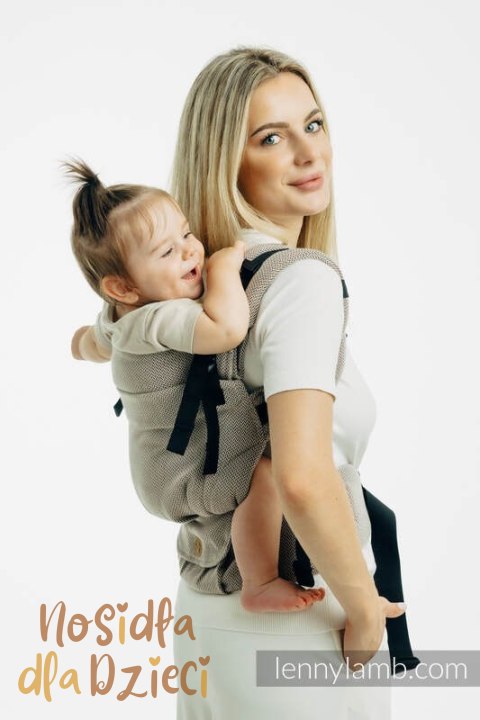 Moje Pierwsze Nosidełko LennyUpGrade PRO, splot jodełkowy, 100% bawełna , rozmiar standard - MAŁA JODEŁKA ALMOND