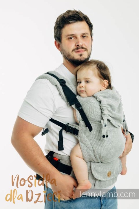 Moje Pierwsze Nosidełko LennyUpGrade PRO, splot jodełkowy, 100% bawełna , rozmiar standard - MAŁA JODEŁKA SZARA