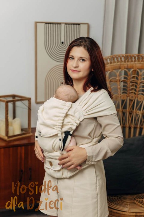 Nosidełko LennyHybrid Half Buckle, splot jodełkowy, 100% bawełna , rozmiar standard - MAŁA JODEŁKA LUCE (drugi gatunek)