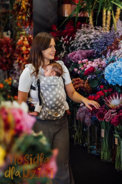 Nosidełko LennyLight z tkaniny żakardowej 100% bawełna , rozmiar standard - POLKA DOTS - PLOP (drugi gatunek)