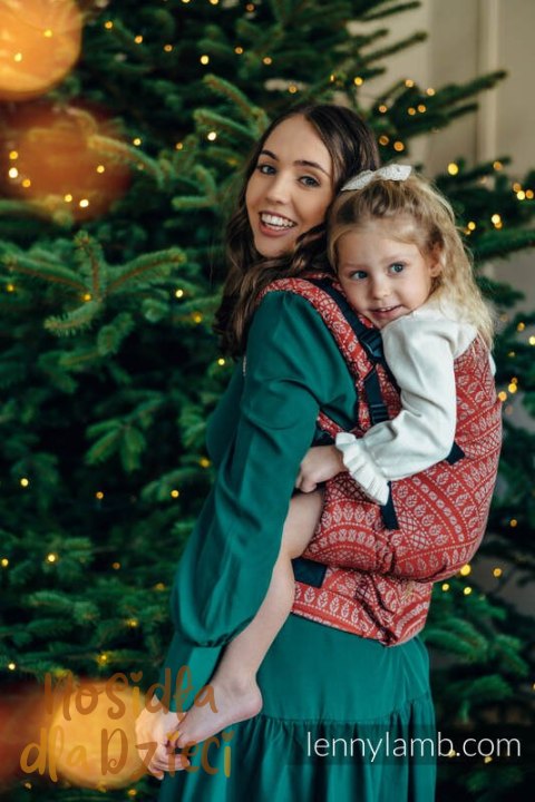 Nosidełko LennyPreschool z tkaniny żakardowej 100% bawełna, rozmiar preschool - PAWI OGON - HOLIDAY