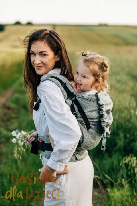 Nosidełko LennyPreschool z tkaniny żakardowej 100% len, rozmiar preschool - ARROW - WAVE (drugi gatunek)