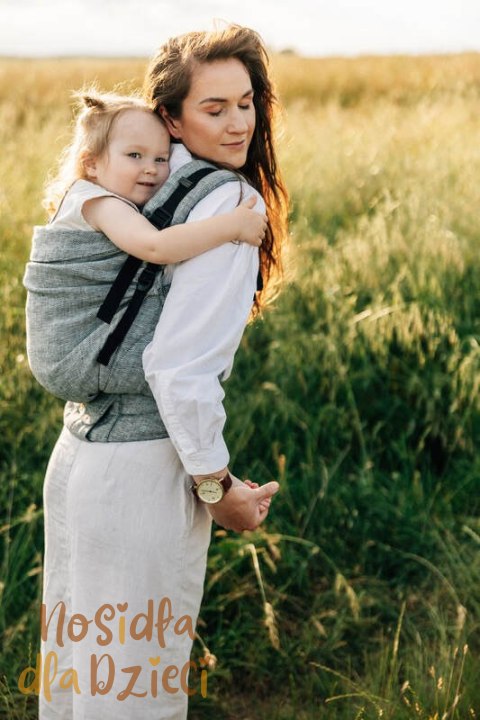 Nosidełko LennyPreschool z tkaniny żakardowej 100% len, rozmiar preschool - ARROW - WAVE (drugi gatunek)