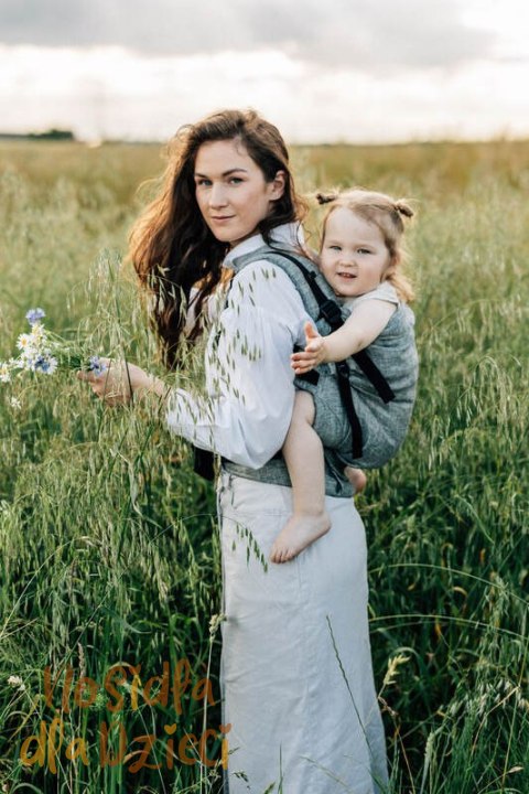 Nosidełko LennyPreschool z tkaniny żakardowej 100% len, rozmiar preschool - ARROW - WAVE (drugi gatunek)