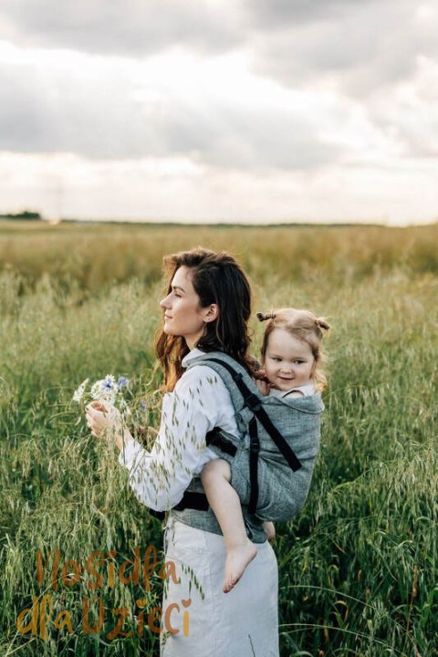 Nosidełko LennyPreschool z tkaniny żakardowej 100% len, rozmiar preschool - ARROW - WAVE (drugi gatunek)