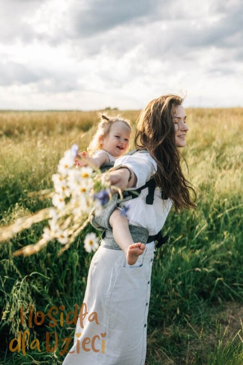 Nosidełko LennyPreschool z tkaniny żakardowej 100% len, rozmiar preschool - ARROW - WAVE (drugi gatunek)