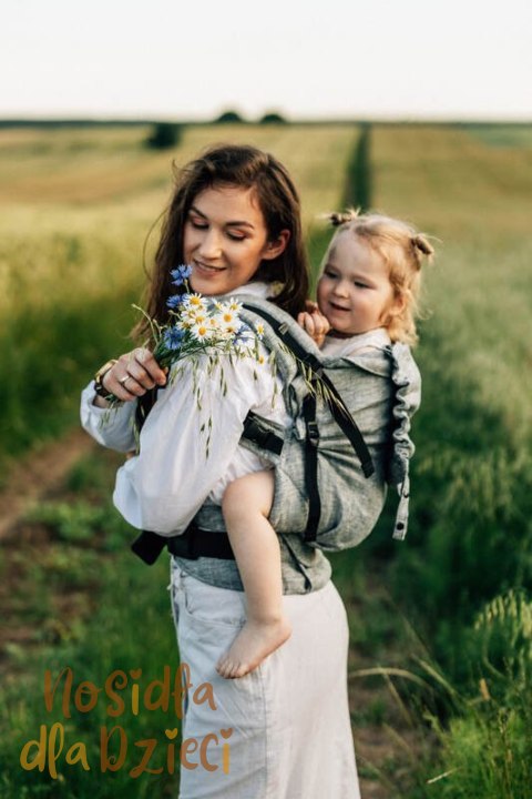 Nosidełko LennyPreschool z tkaniny żakardowej 100% len, rozmiar preschool - ARROW - WAVE (drugi gatunek)