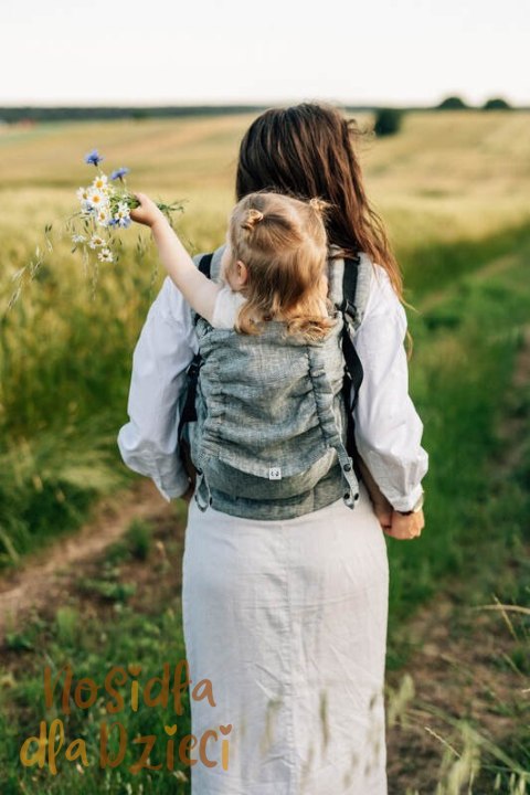 Nosidełko LennyPreschool z tkaniny żakardowej 100% len, rozmiar preschool - ARROW - WAVE (drugi gatunek)