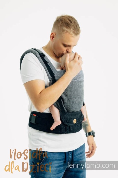 Nosidełko LennyUpGrade PRO, splot jodełkowy, 100% bawełna , rozmiar standard - MAŁA JODEŁKA OMBRE SZARY