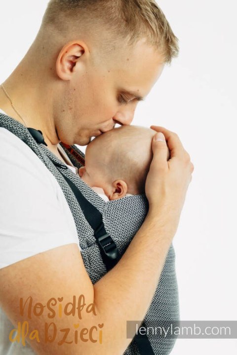 Nosidełko LennyUpGrade PRO, splot jodełkowy, 100% bawełna , rozmiar standard - MAŁA JODEŁKA OMBRE SZARY