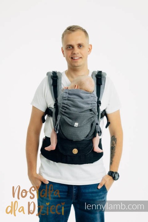 Nosidełko LennyUpGrade PRO, splot jodełkowy, 100% bawełna , rozmiar standard - MAŁA JODEŁKA OMBRE SZARY