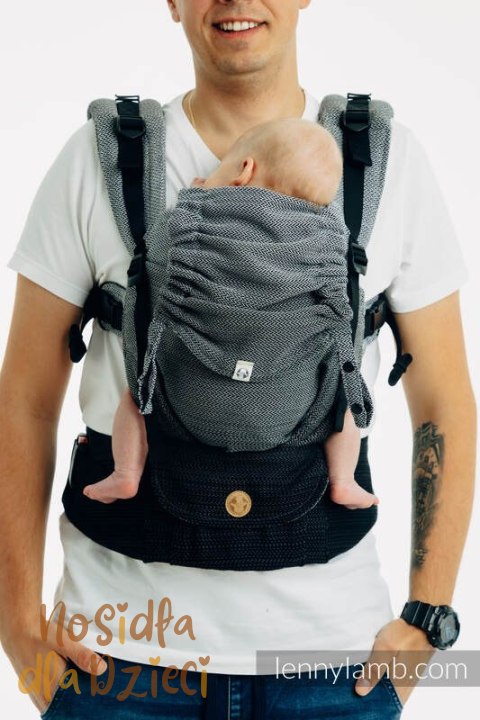 Nosidełko LennyUpGrade PRO, splot jodełkowy, 100% bawełna , rozmiar standard - MAŁA JODEŁKA OMBRE SZARY