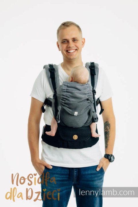 Nosidełko LennyUpGrade PRO, splot jodełkowy, 100% bawełna , rozmiar standard - MAŁA JODEŁKA OMBRE SZARY