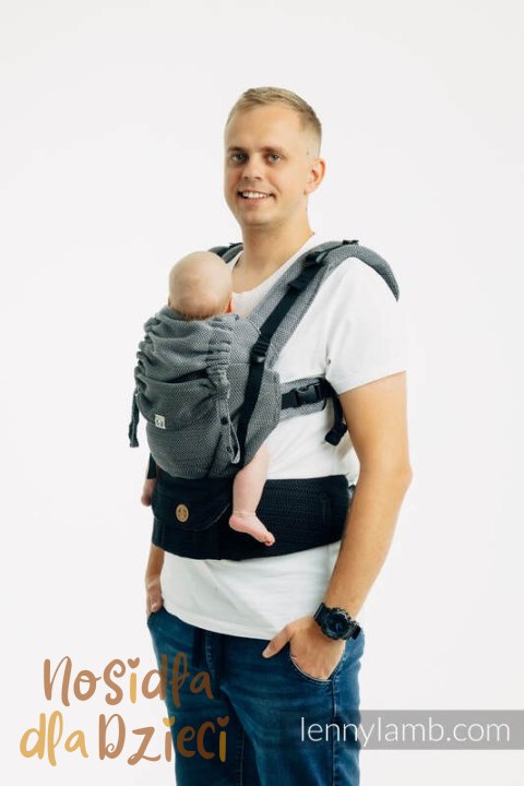 Nosidełko LennyUpGrade PRO, splot jodełkowy, 100% bawełna , rozmiar standard - MAŁA JODEŁKA OMBRE SZARY